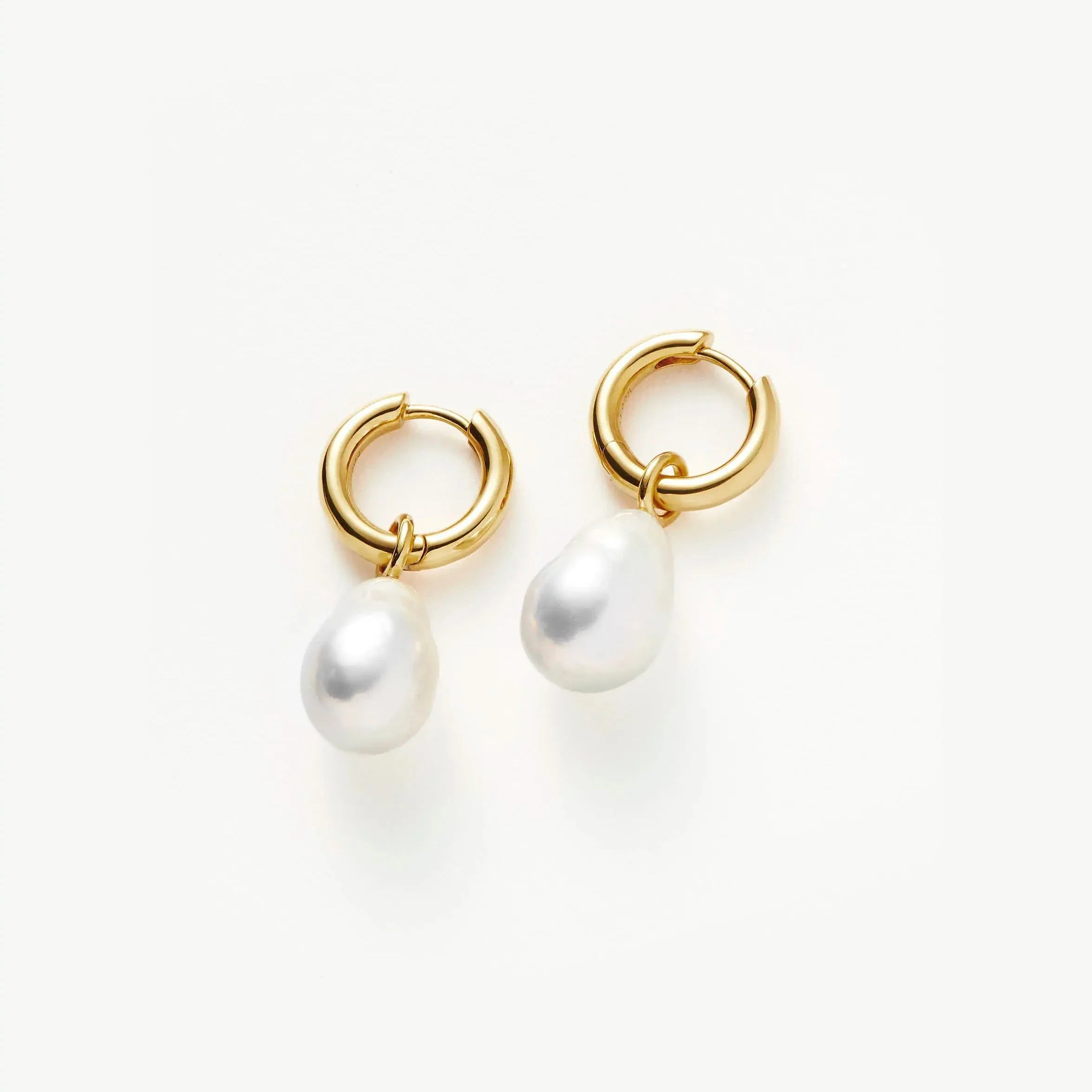 Baroque Pearl Drop Tunnel Mini Hoop Earrings | 18ct Gold Vermeil/Pearl Earrings Missoma 