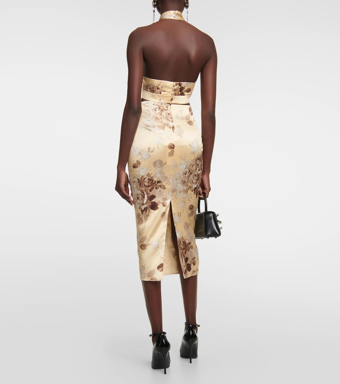 Alessandra Rich - Floral silk satin crop top