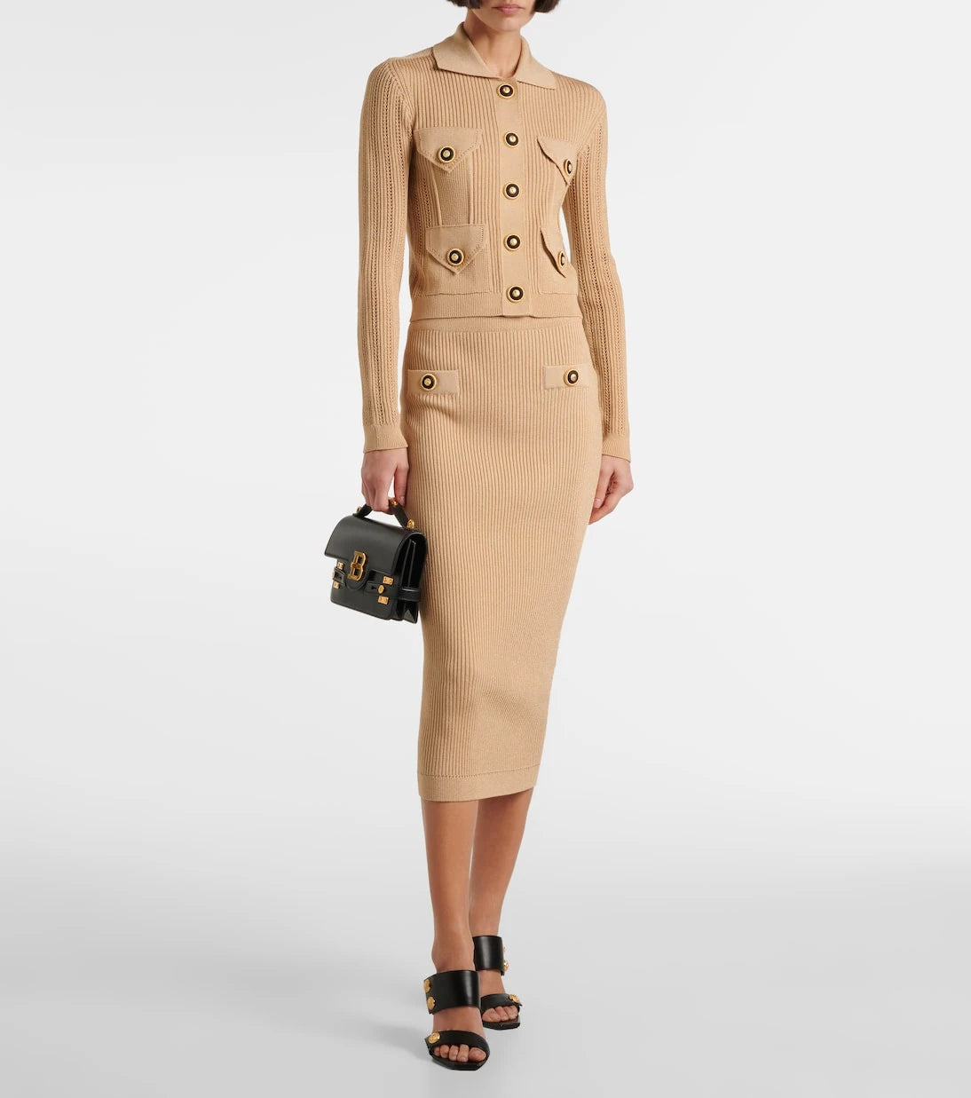 Balmain - Ribbed-knit pencil skirt