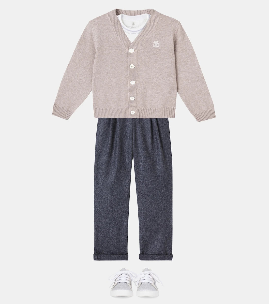 Brunello Cucinelli Kids - Embroidered cashmere cardigan