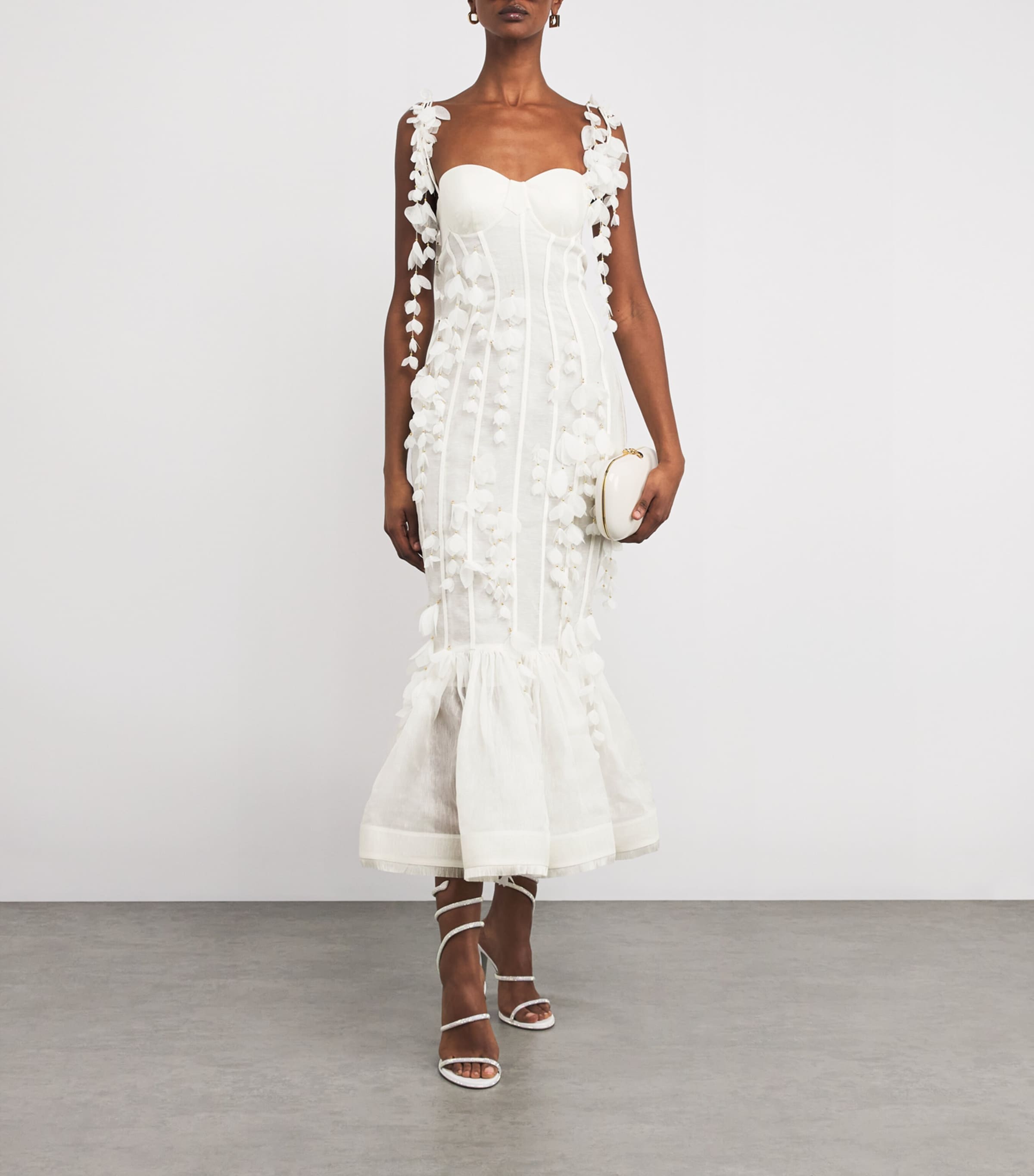 Zimmermann Ivory Linen-Silk Petal Midi Dress