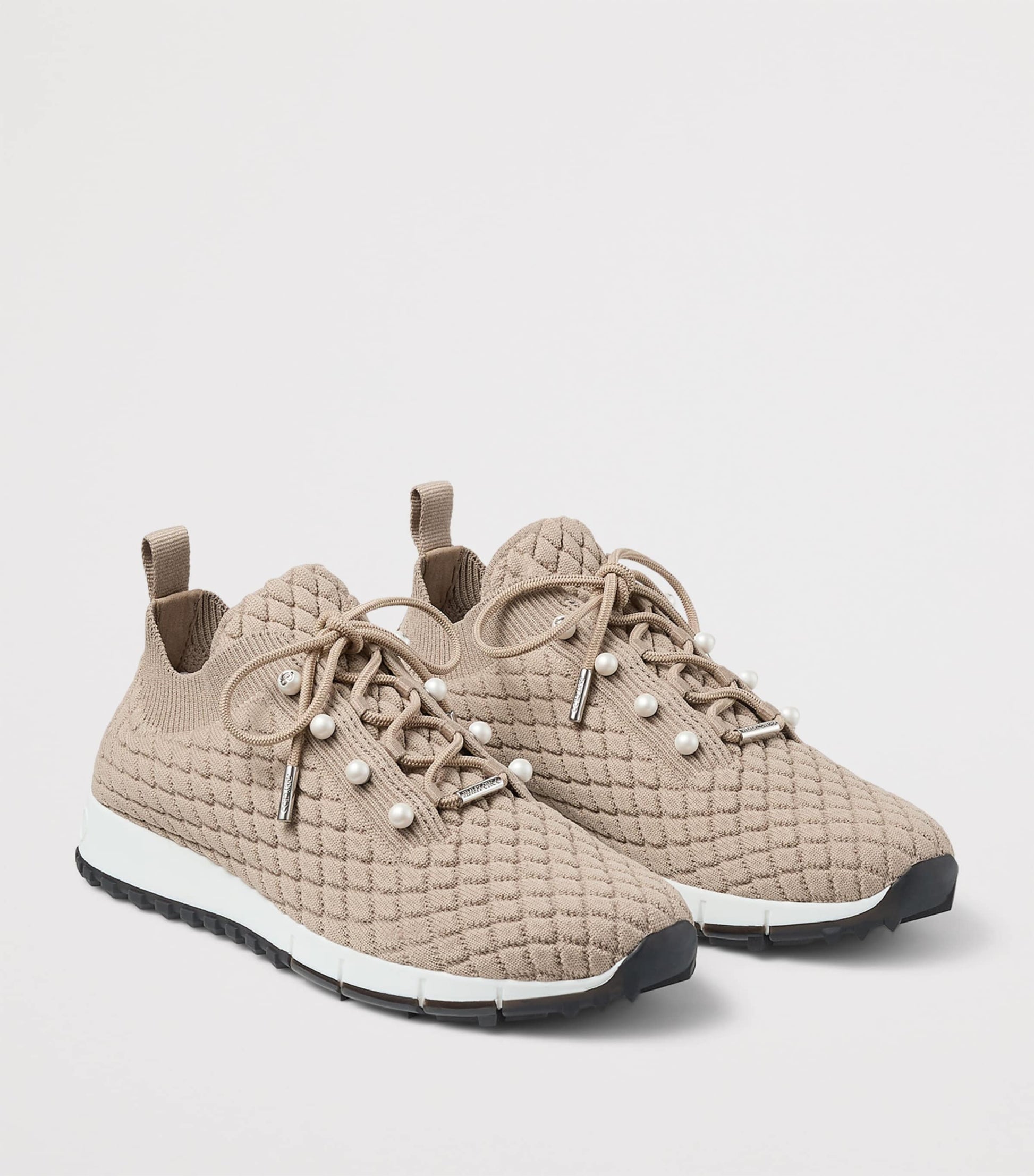 Jimmy Choo Beige Veles Knitted Sneakers