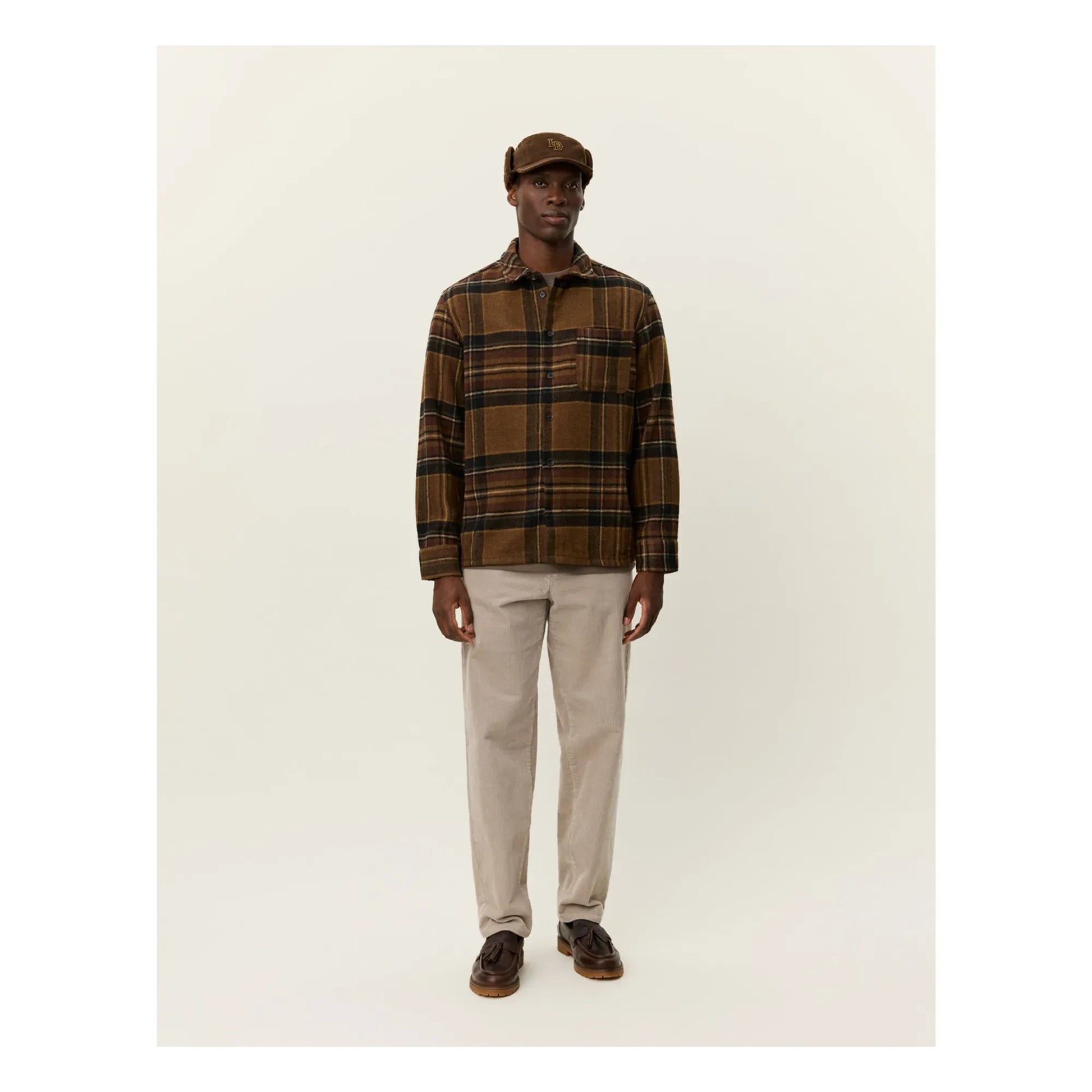 Les Deux - Kaleb Carreaux Wool Overshirt | Brown