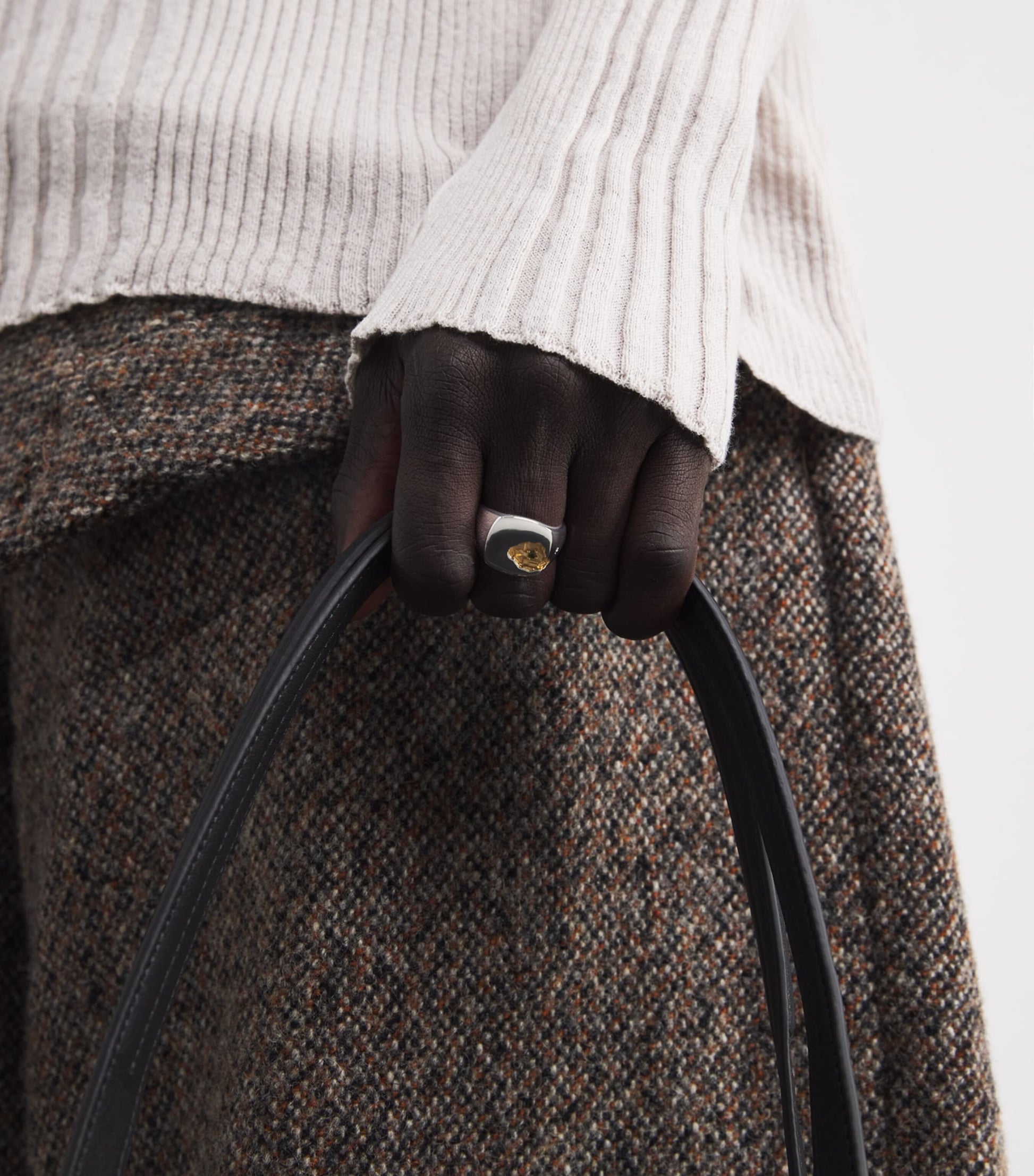 Tom Wood Sterling Silver and Tourmaline Mined Ring