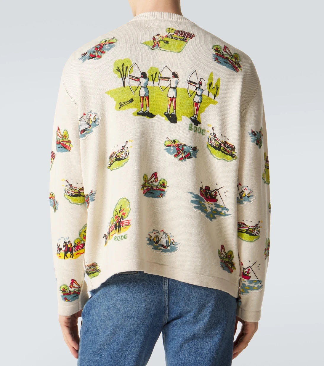 Bode - Beaded Camp wool and cotton cardigan