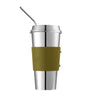 Stainless Steel and Leather Objets Miroir Travel Cup (450ml)