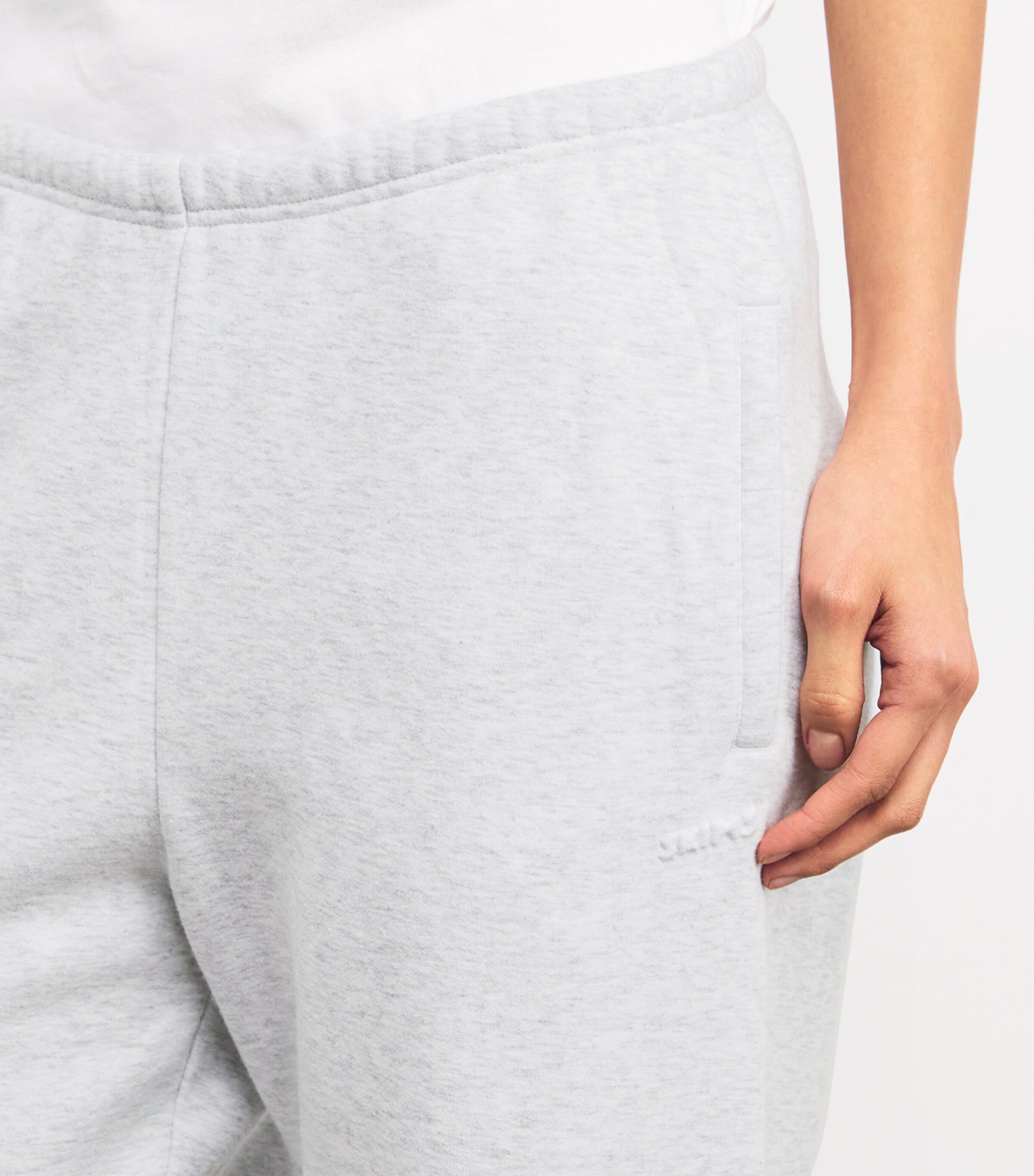 Grey Cotton-Blend Fleece Sweatpants