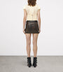 McQueen Brown Leather Belted Mini Skirt