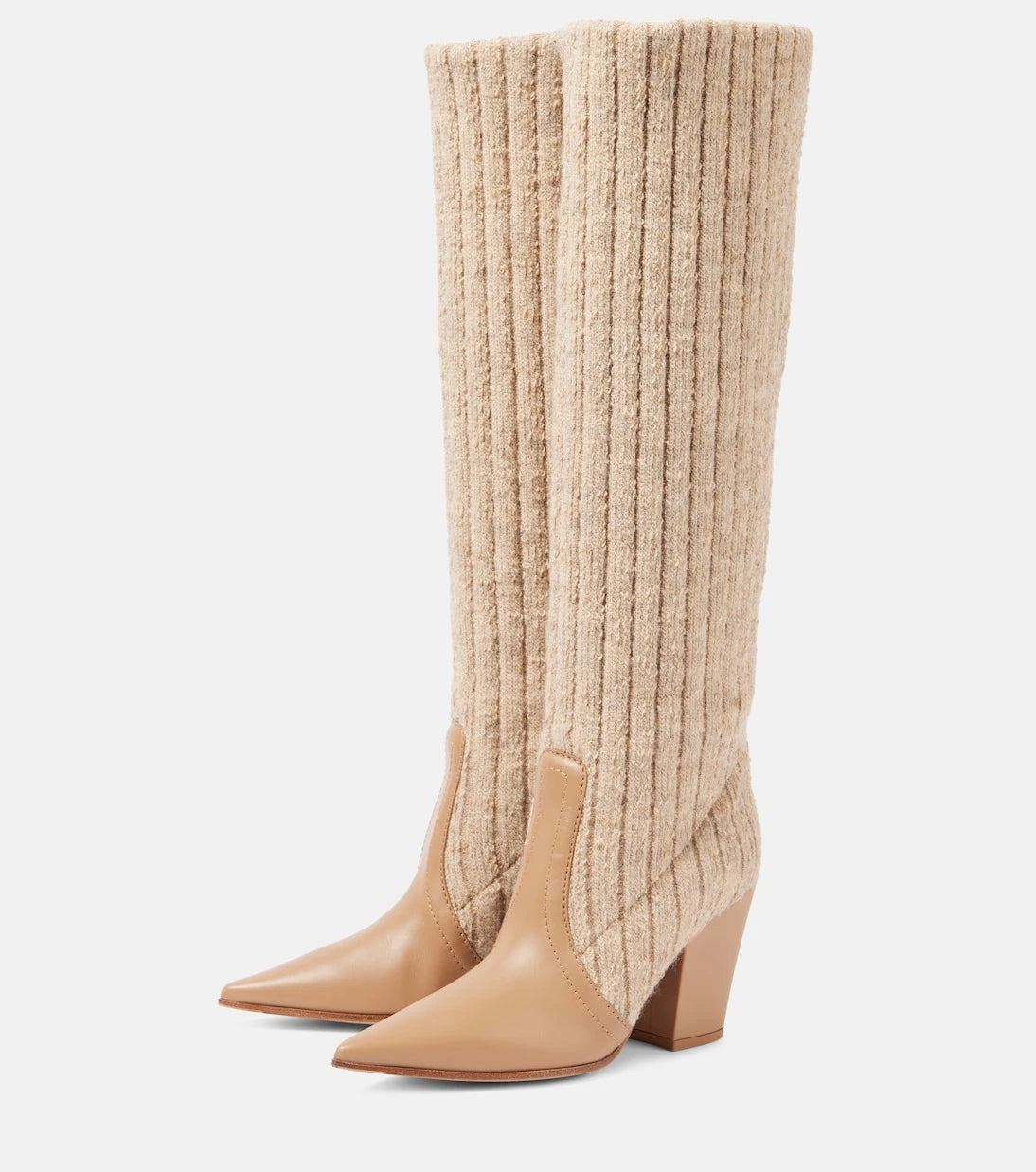 Gianvito Rossi - Leather-trimmed knee-high boots