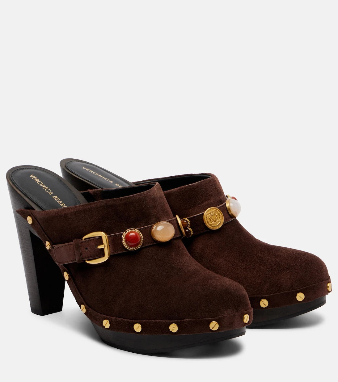 Veronica Beard - Giana embellished suede platform mules
