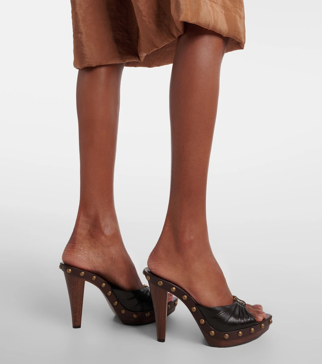 Saint Laurent - Babylone studded leather platform mules