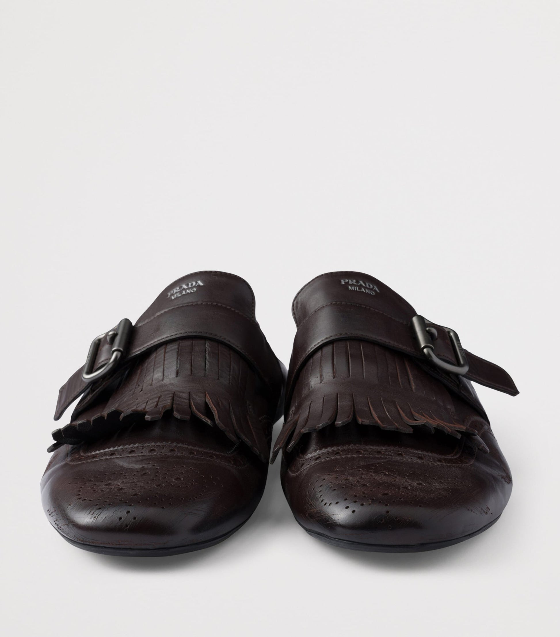 Calf Leather Fringed Monk-Strap Shoes