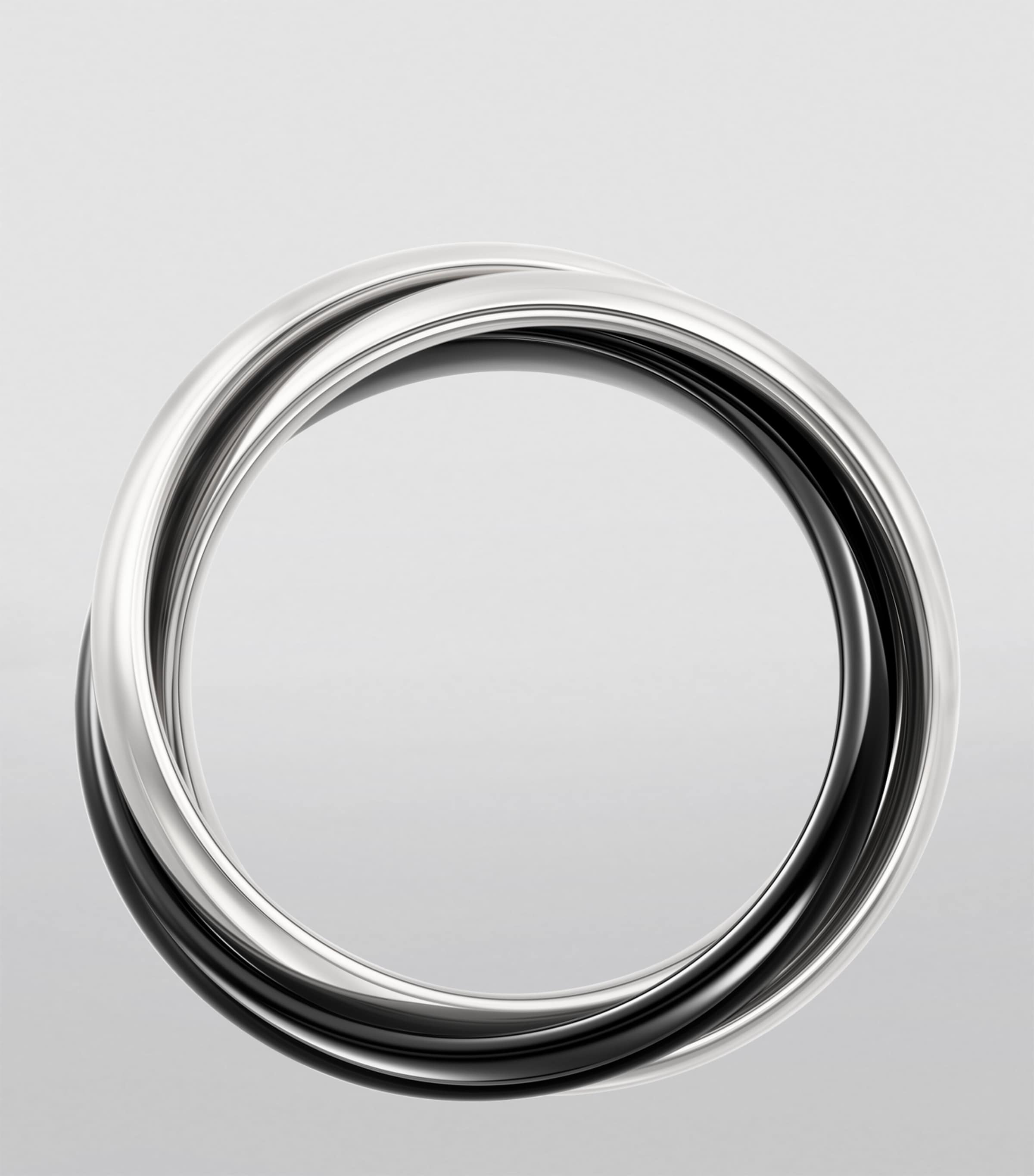 Medium White Gold and Ceramic Trinity Ring