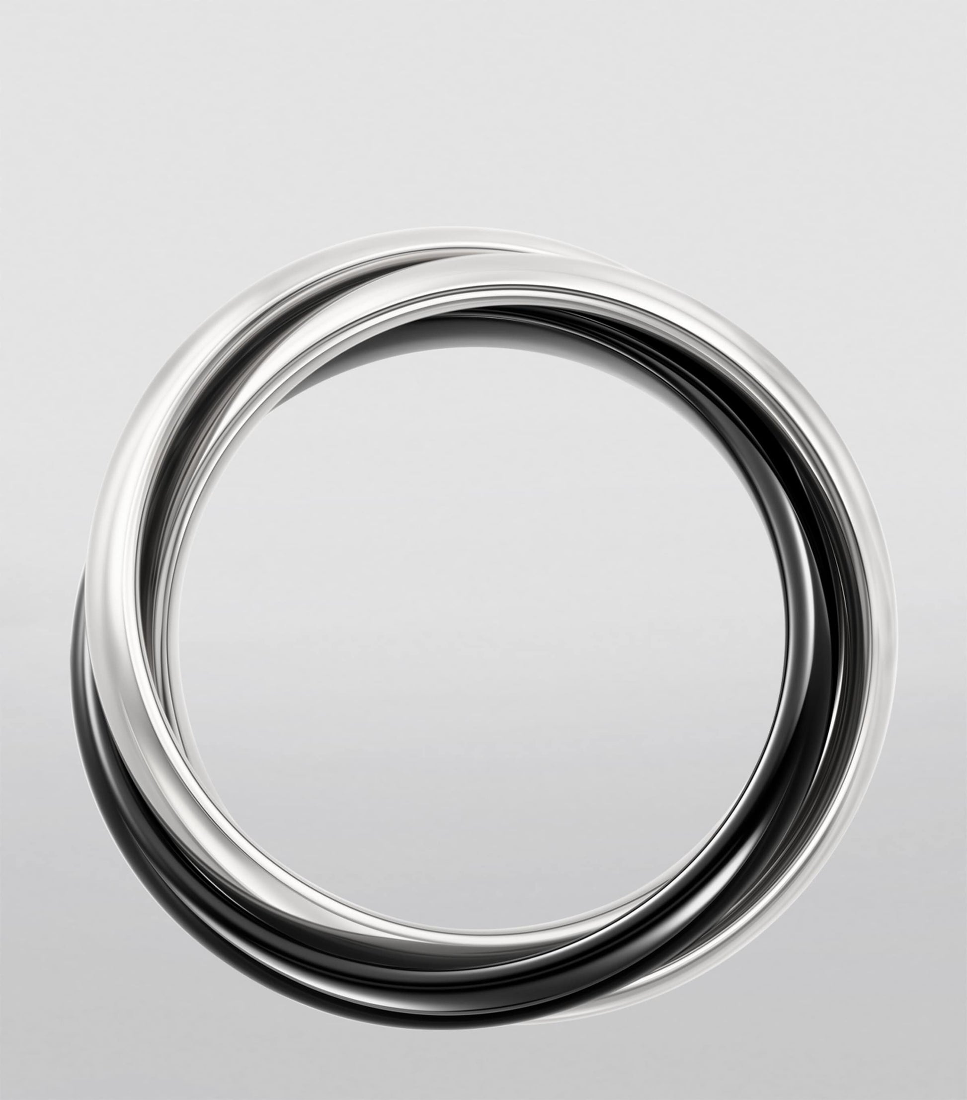 Medium White Gold and Ceramic Trinity Ring