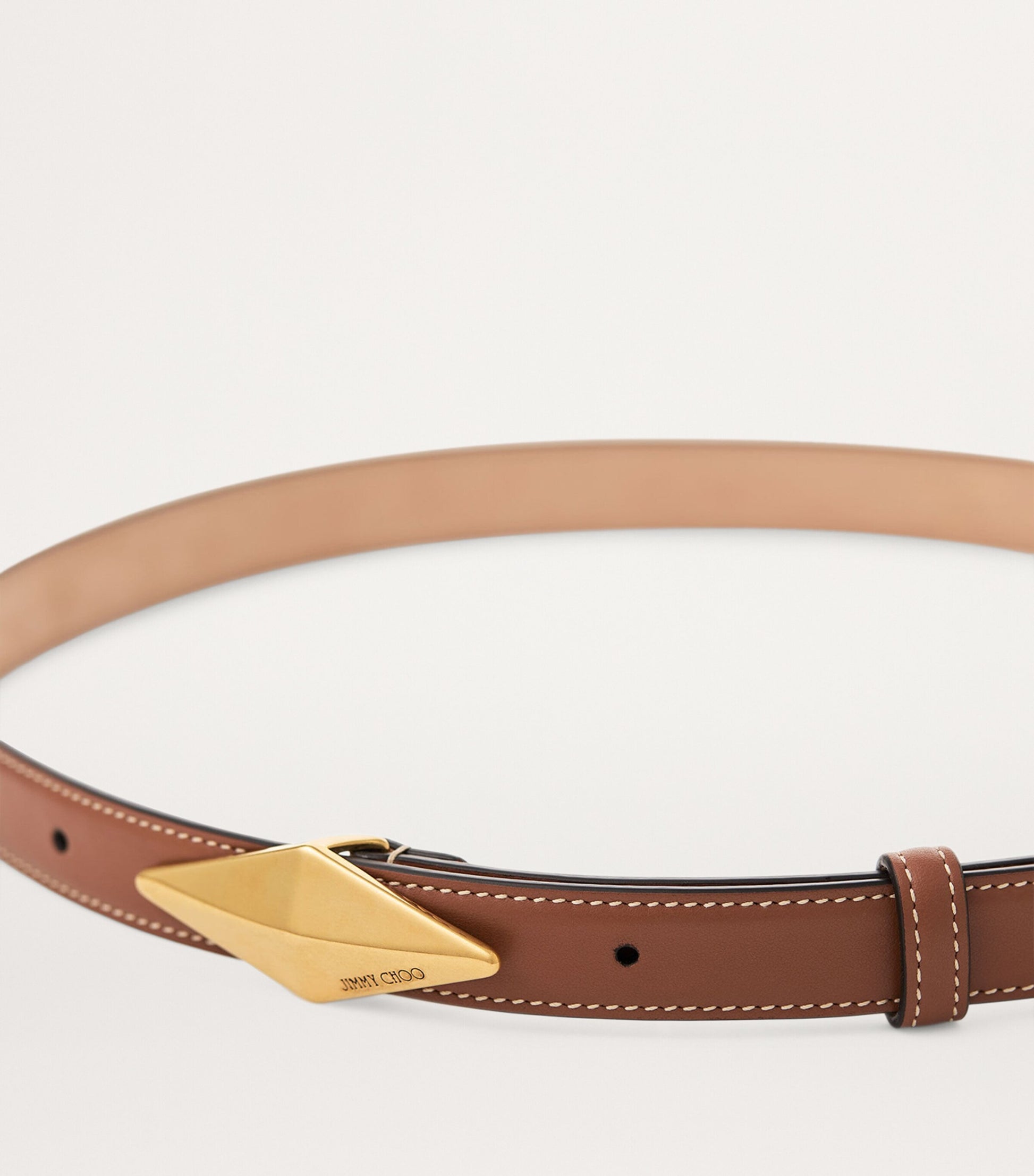 Jimmy Choo Brown Leather Diamond Belt