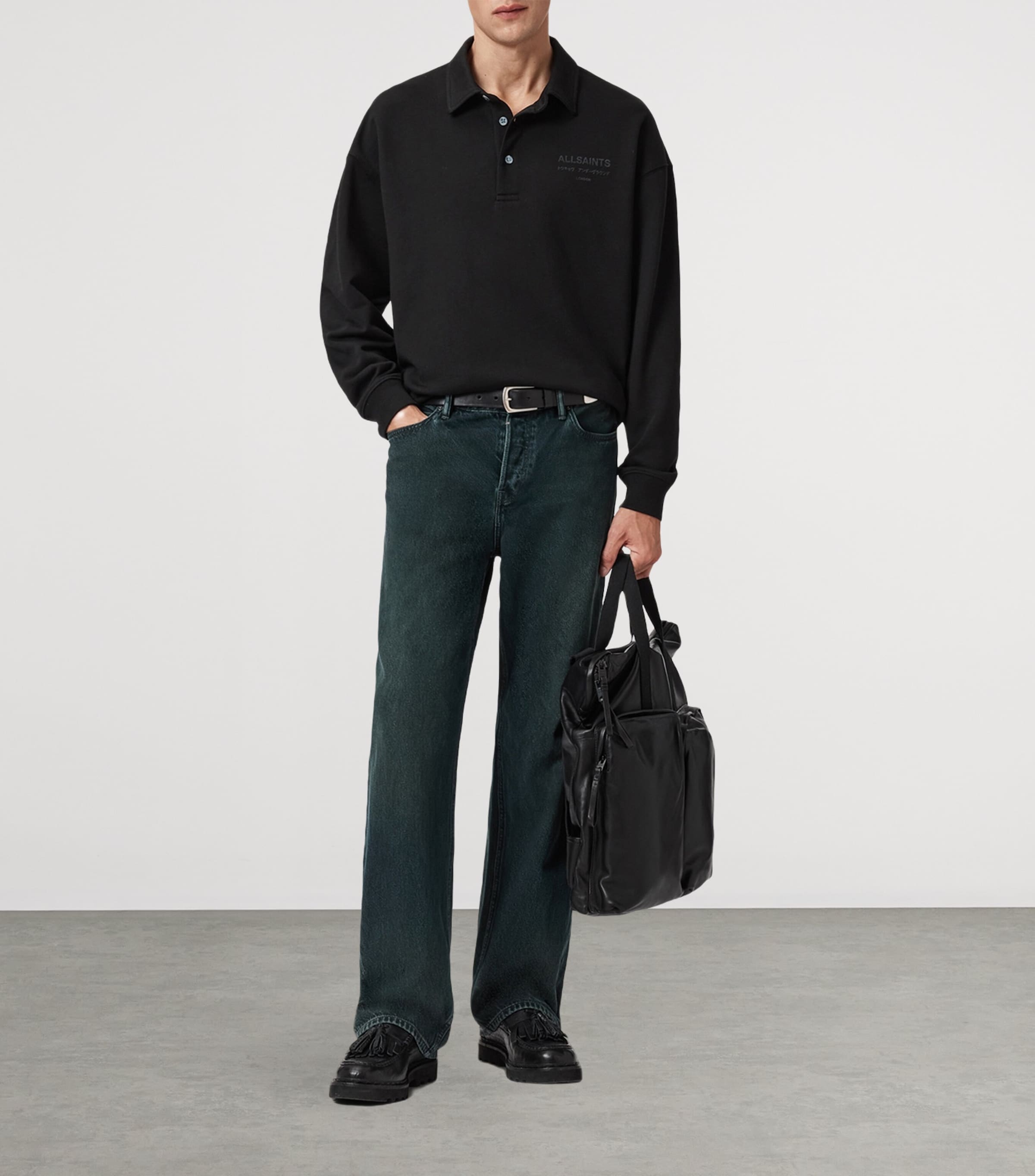 Black Cotton Xander Polo Sweatshirt