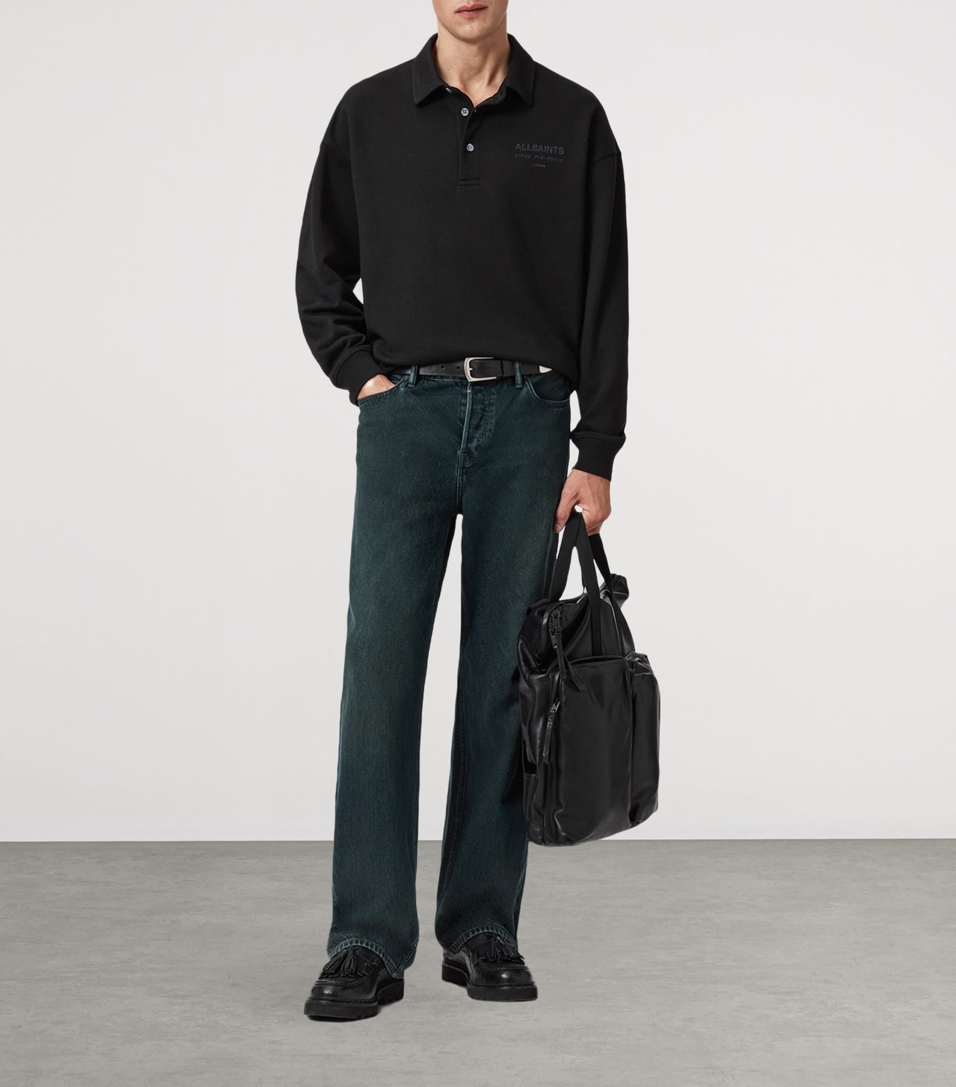 Black Cotton Xander Polo Sweatshirt