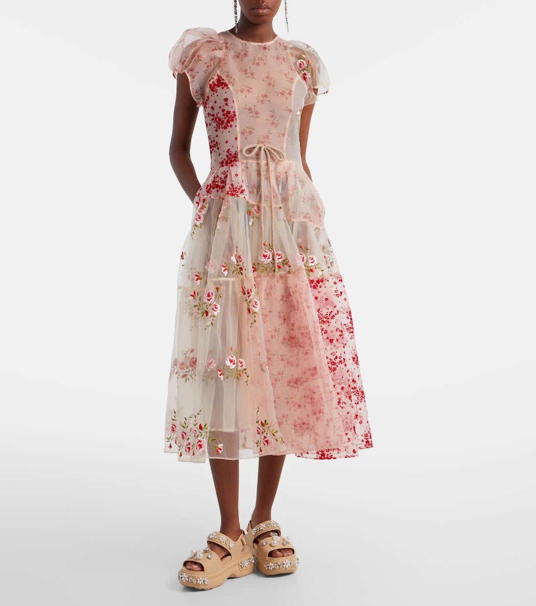 Simone Rocha - Patchwork sheer organza midi dress