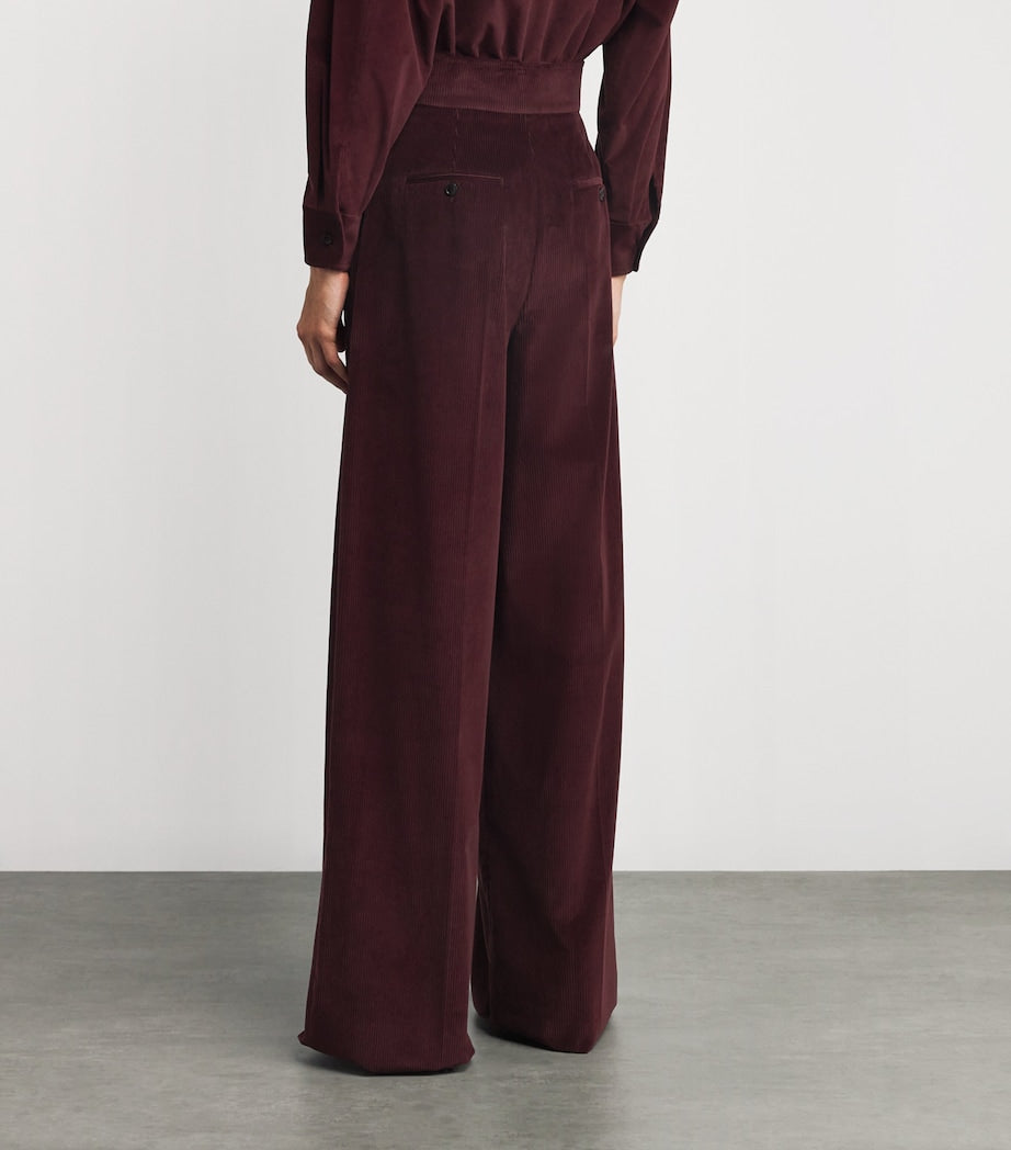 Red Corduroy Wide-Leg Trousers
