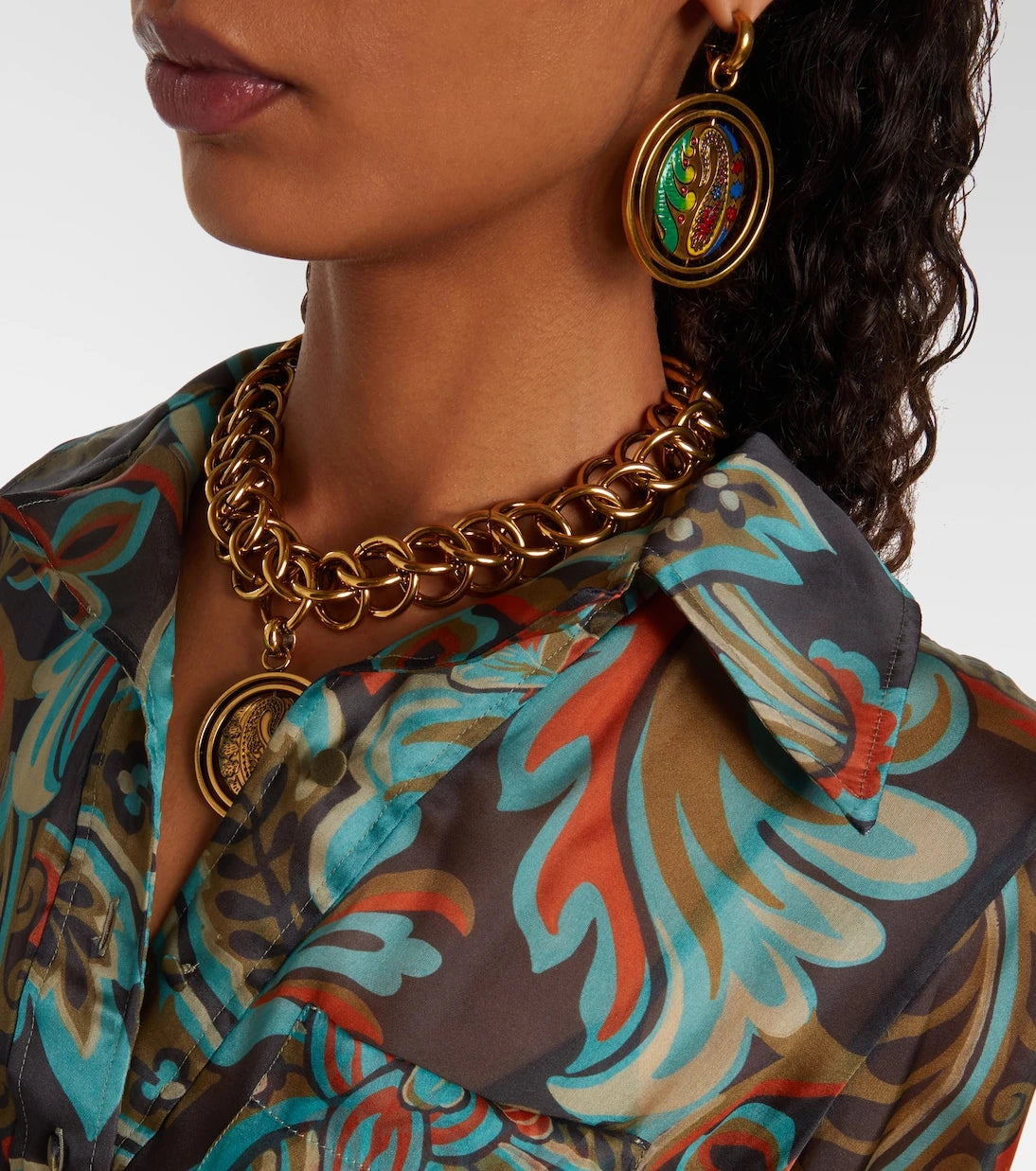 Etro - فستان حريري بنقشة البيزلي مع شراشيب