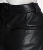 Balmain Black Lambskin Pleated Shorts