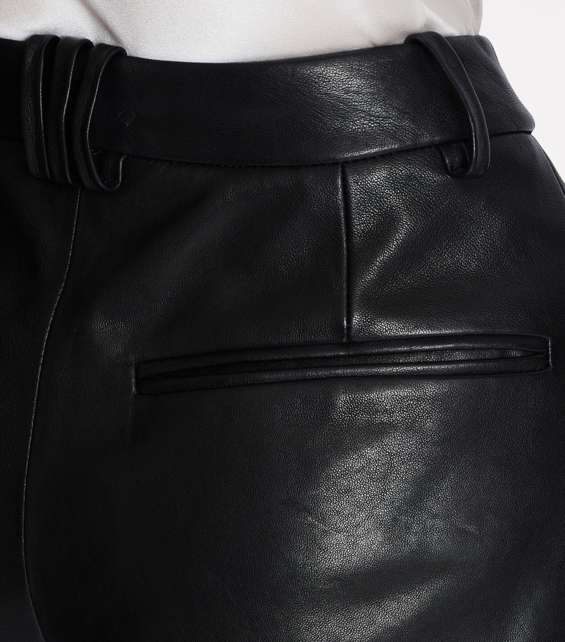 Balmain Black Lambskin Pleated Shorts