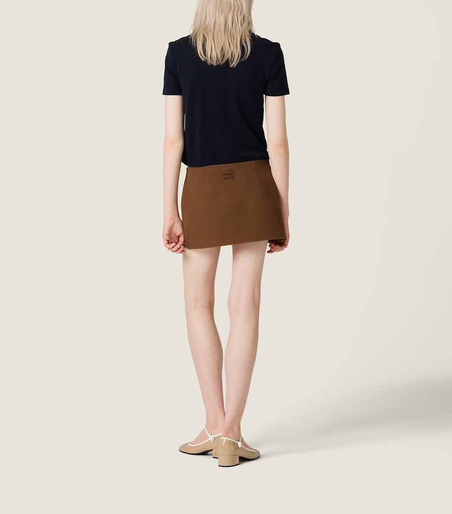 Miu Miu Brown Wool-Cashmere Wrap Mini Skirt