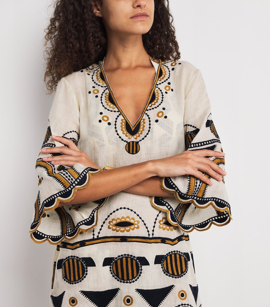 Eres Nude Linen Medallion Kaftan