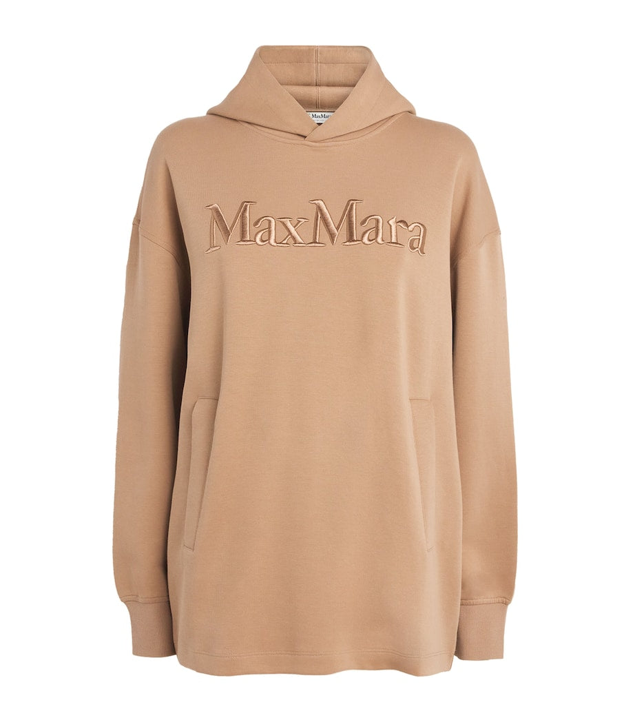 Max Mara Beige Cotton-Blend Logo Hoodie
