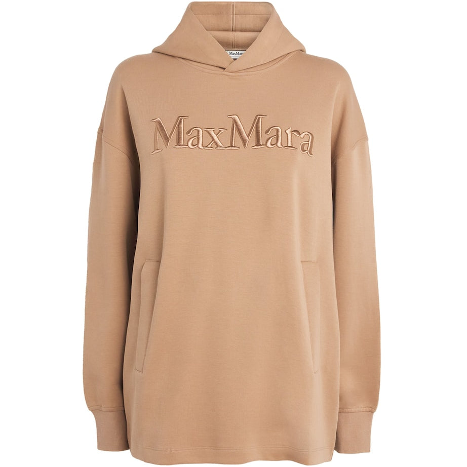 Max Mara Beige Cotton-Blend Logo Hoodie