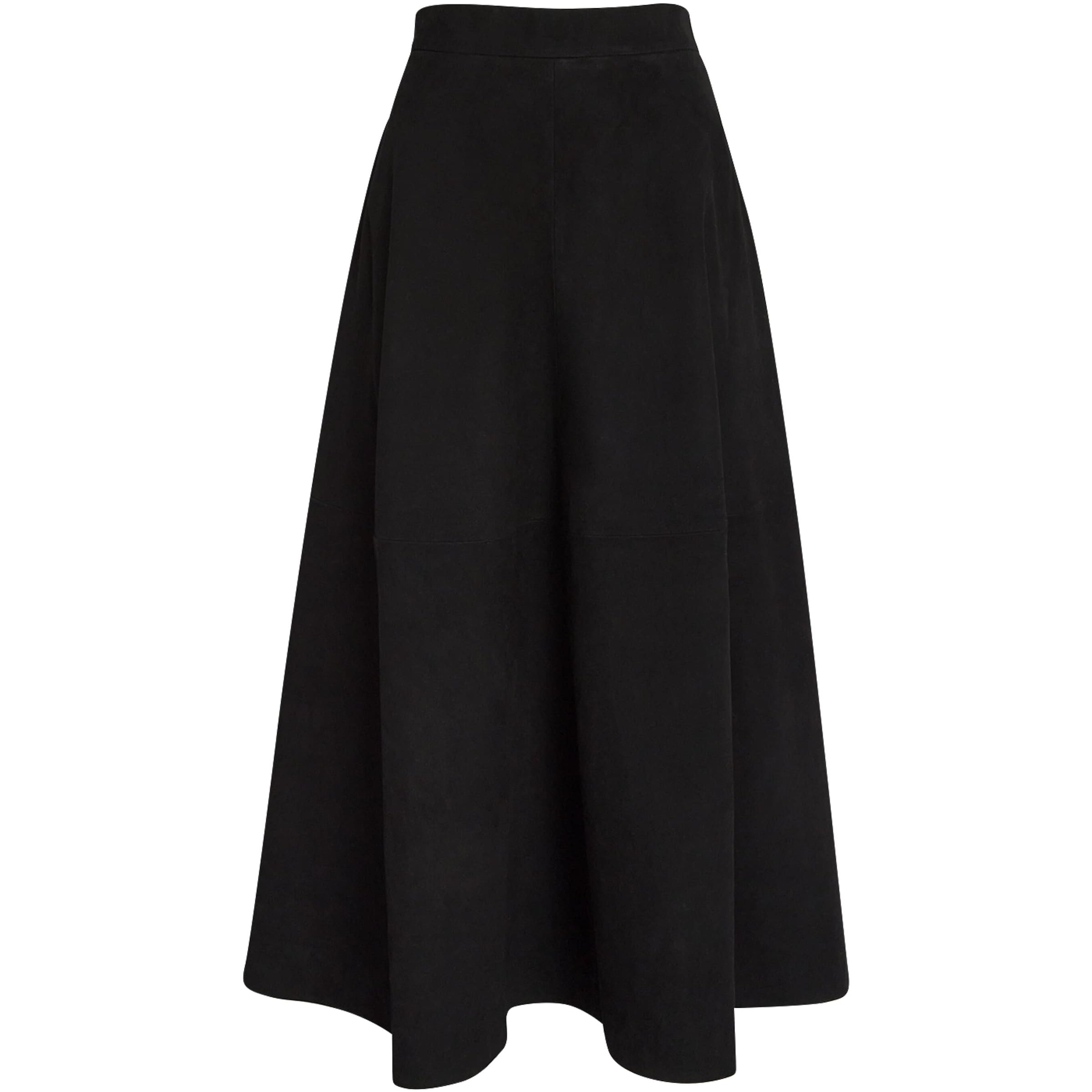 Róhe Black Suede A-Line Midi Skirt