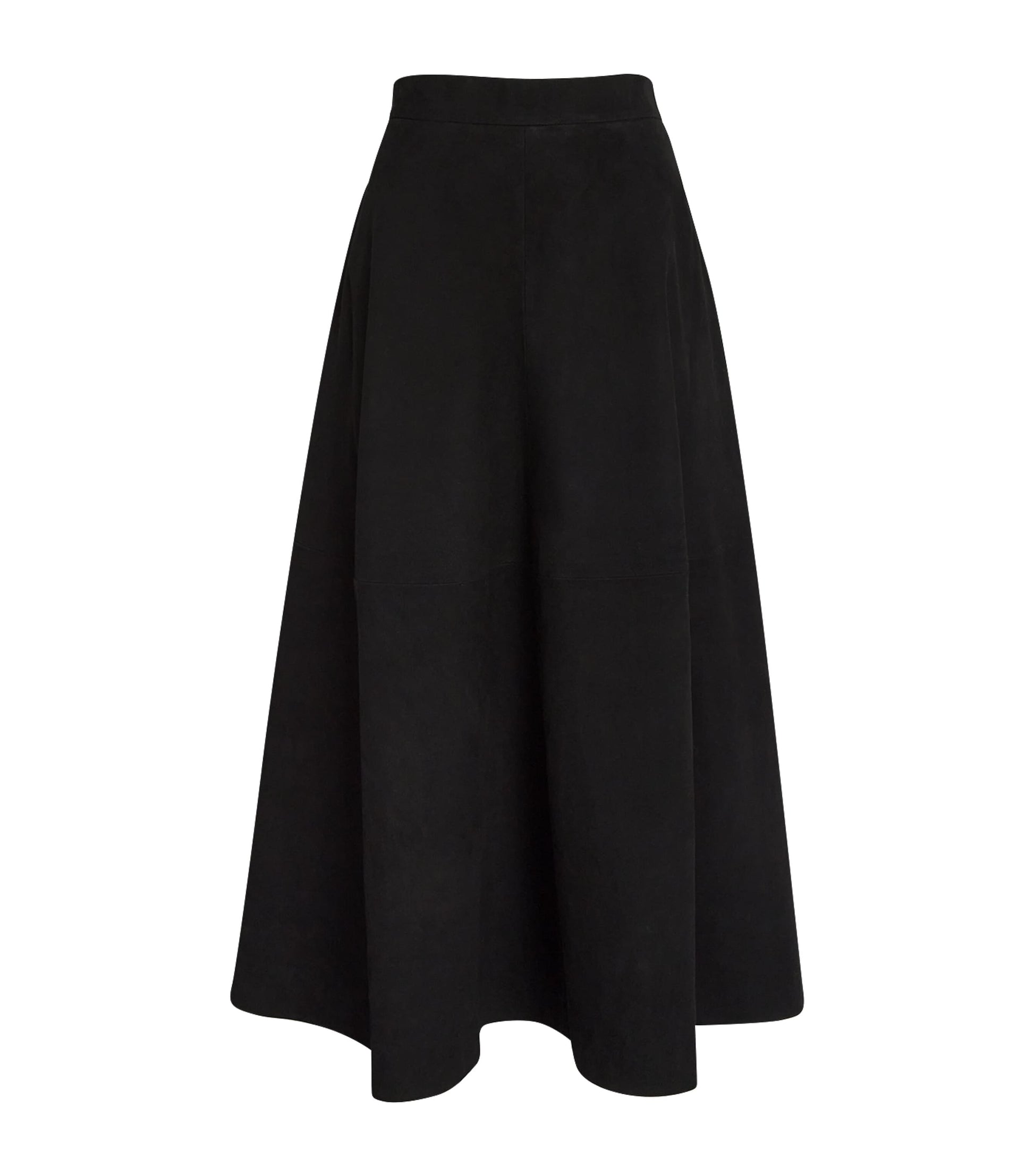 Róhe Black Suede A-Line Midi Skirt