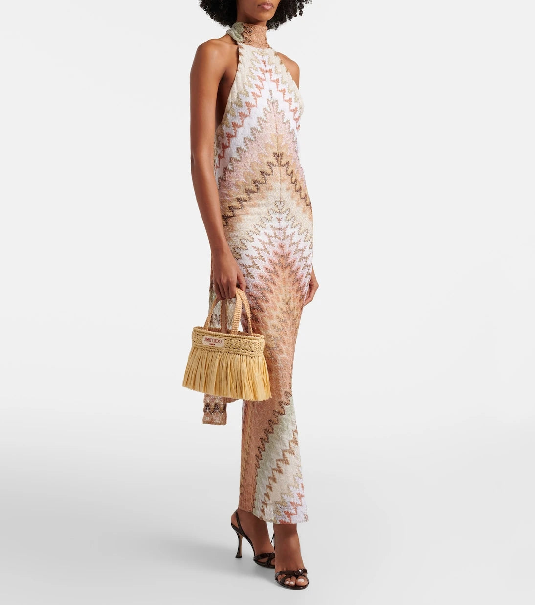 Jimmy Choo - Mini fringed raffia top-handle bag