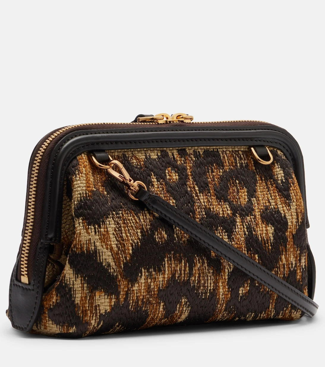 Etro - Doc leather-trimmed raffia-effect crossbody bag