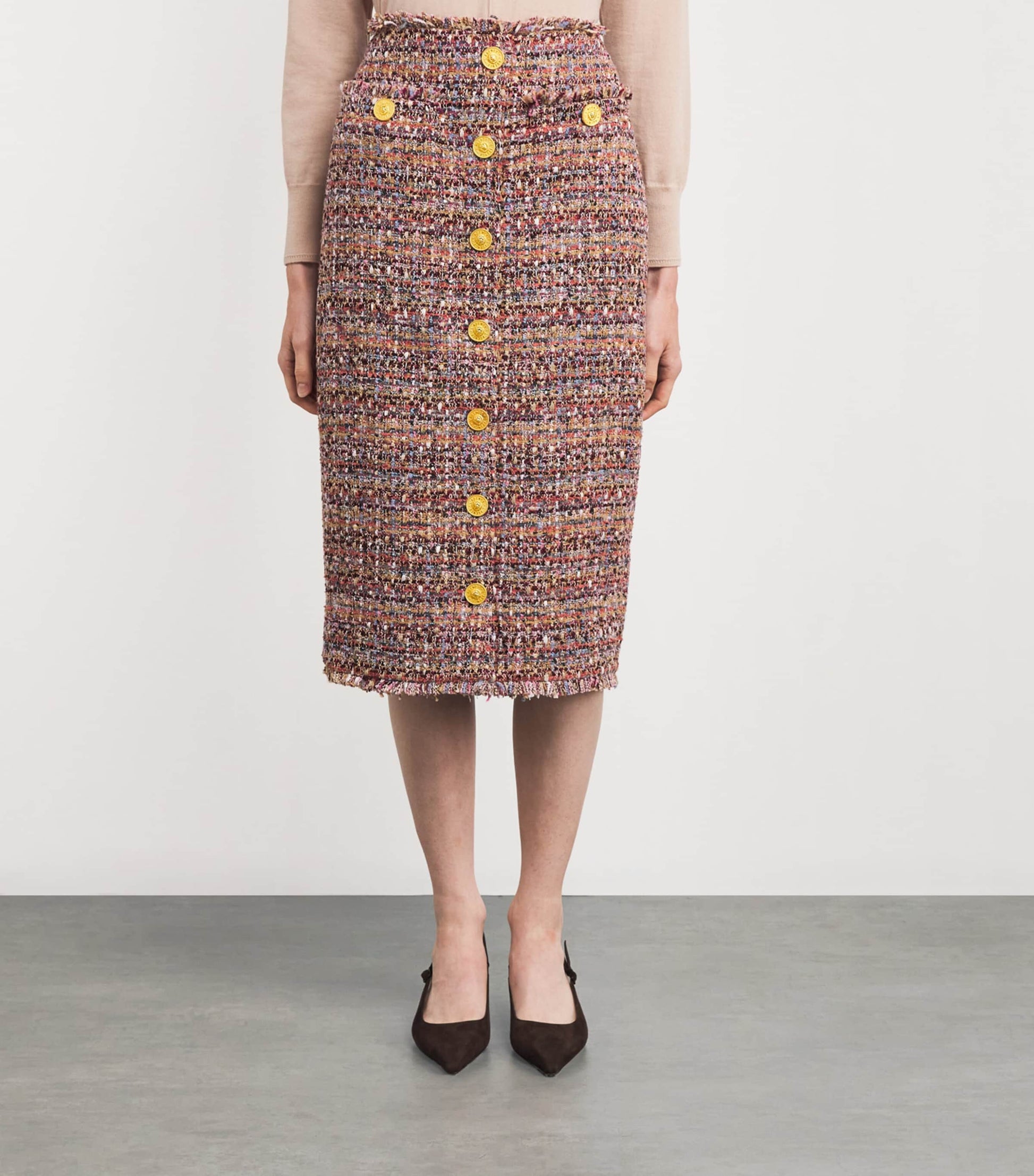 Multi Tweed Tai Midi Pencil Skirt