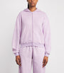 Purple Cotton-Blend Fleece Zip-Up Hoodie