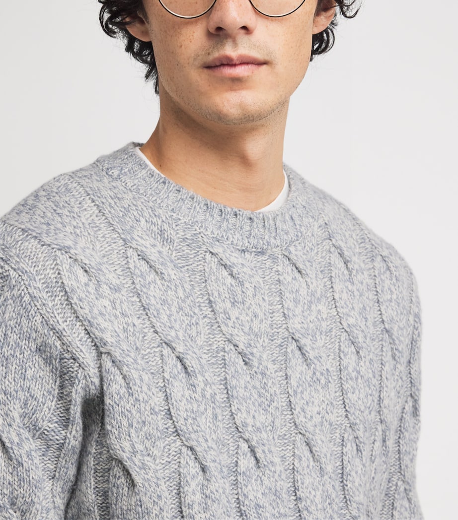 Eleventy Blue Wool Braided Sweater