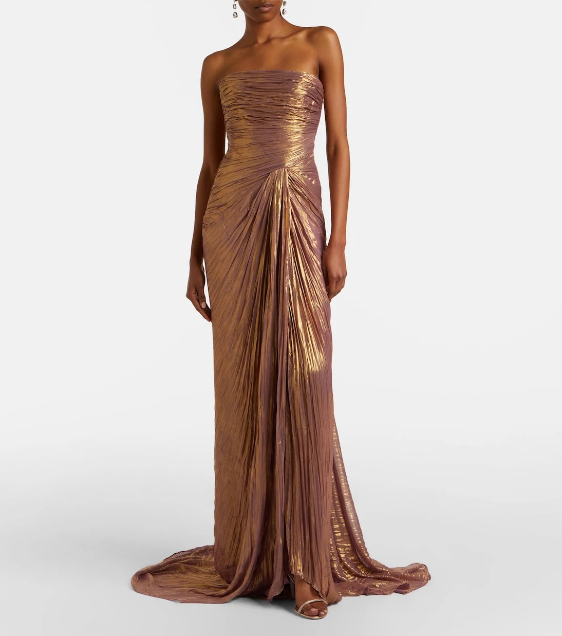 Marmar Halim - Caped pleated bustier gown