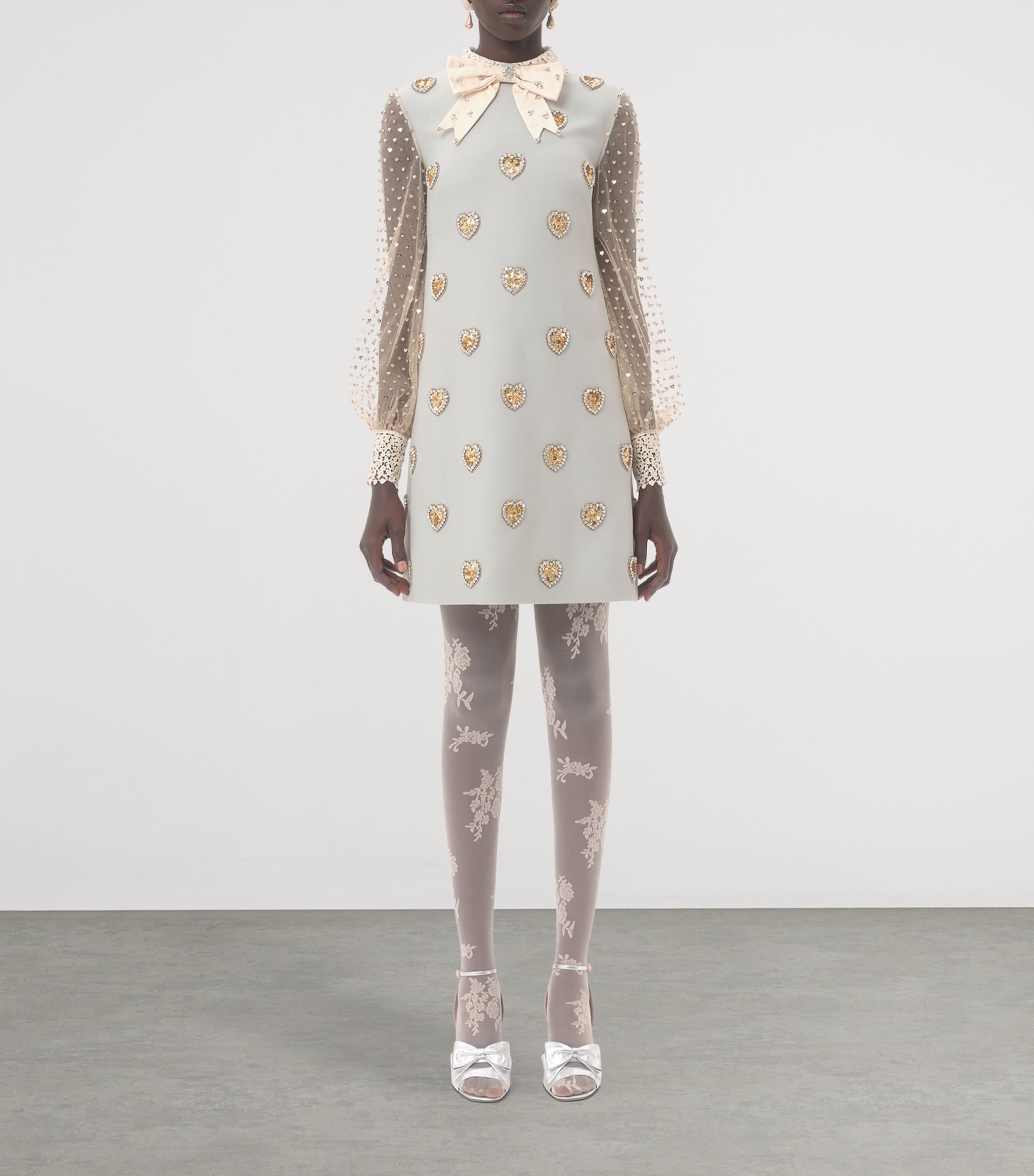 Valentino Blue Wool-Silk Embroidered Mini Dress