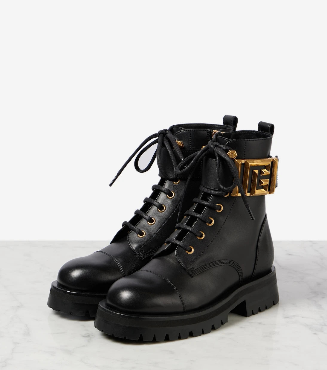 Balmain - حذاء Romy طويل برباط من الجلد