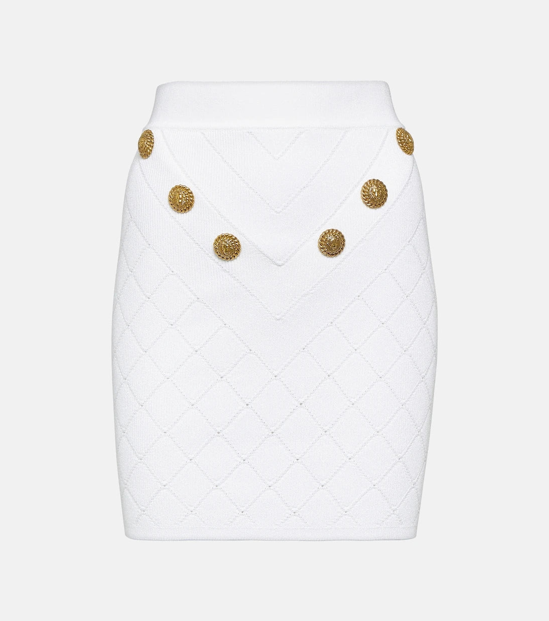 Balmain - Embellished ribbed-knit miniskirt