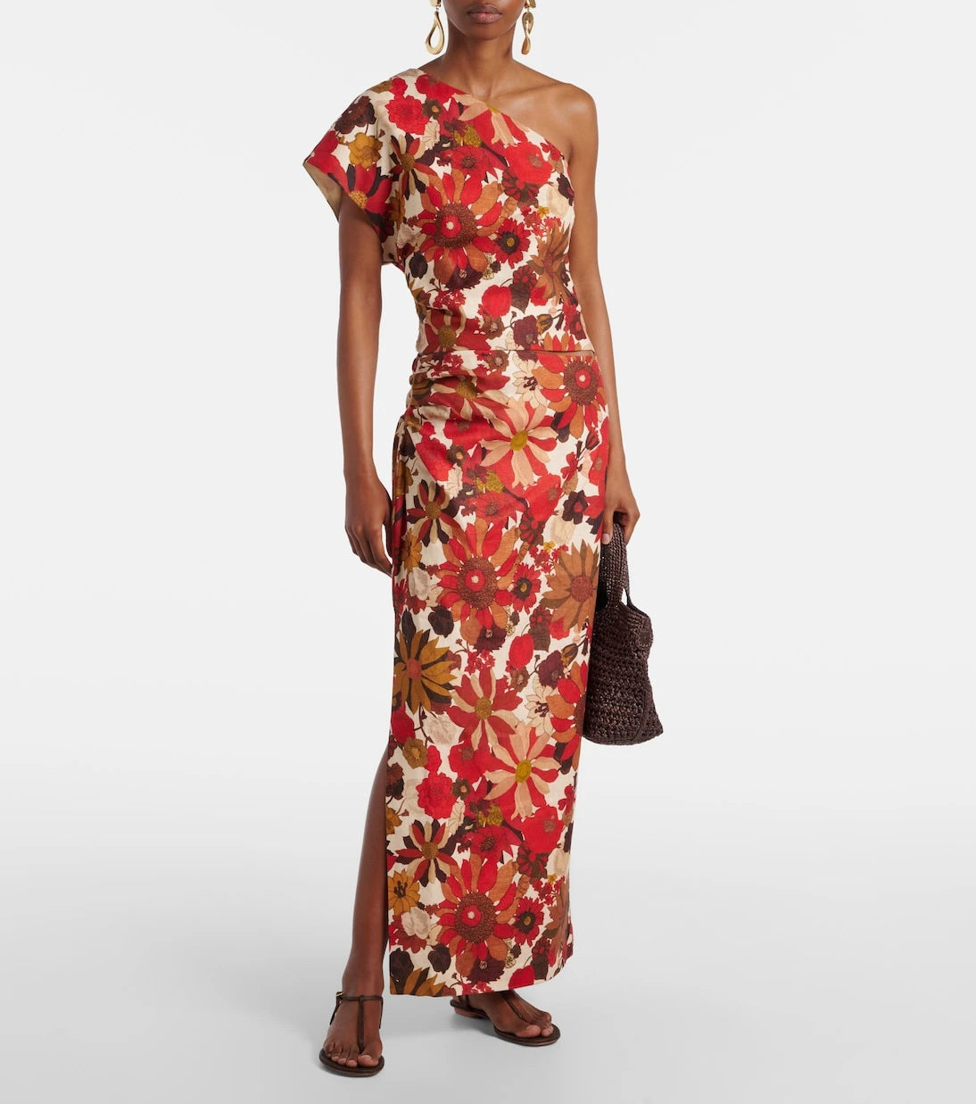 SIR - Belleto floral asymmetric linen top