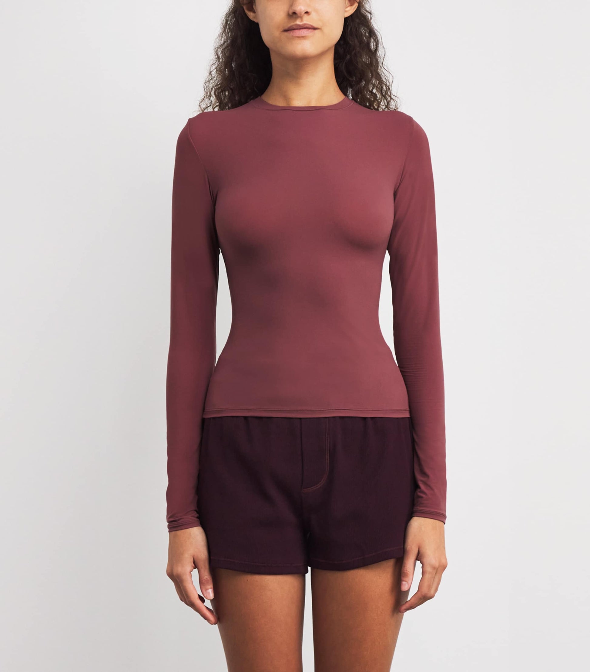 Skims Burgundy Fits Everybody Long-Sleeve T-Shirt