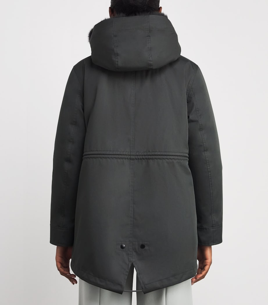 Beige Fox-Rabbit Blended-Cotton Parka (85cm)