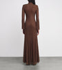 Self-Portrait Brown Mesh Rhinestone-Embellished Maxi Dress