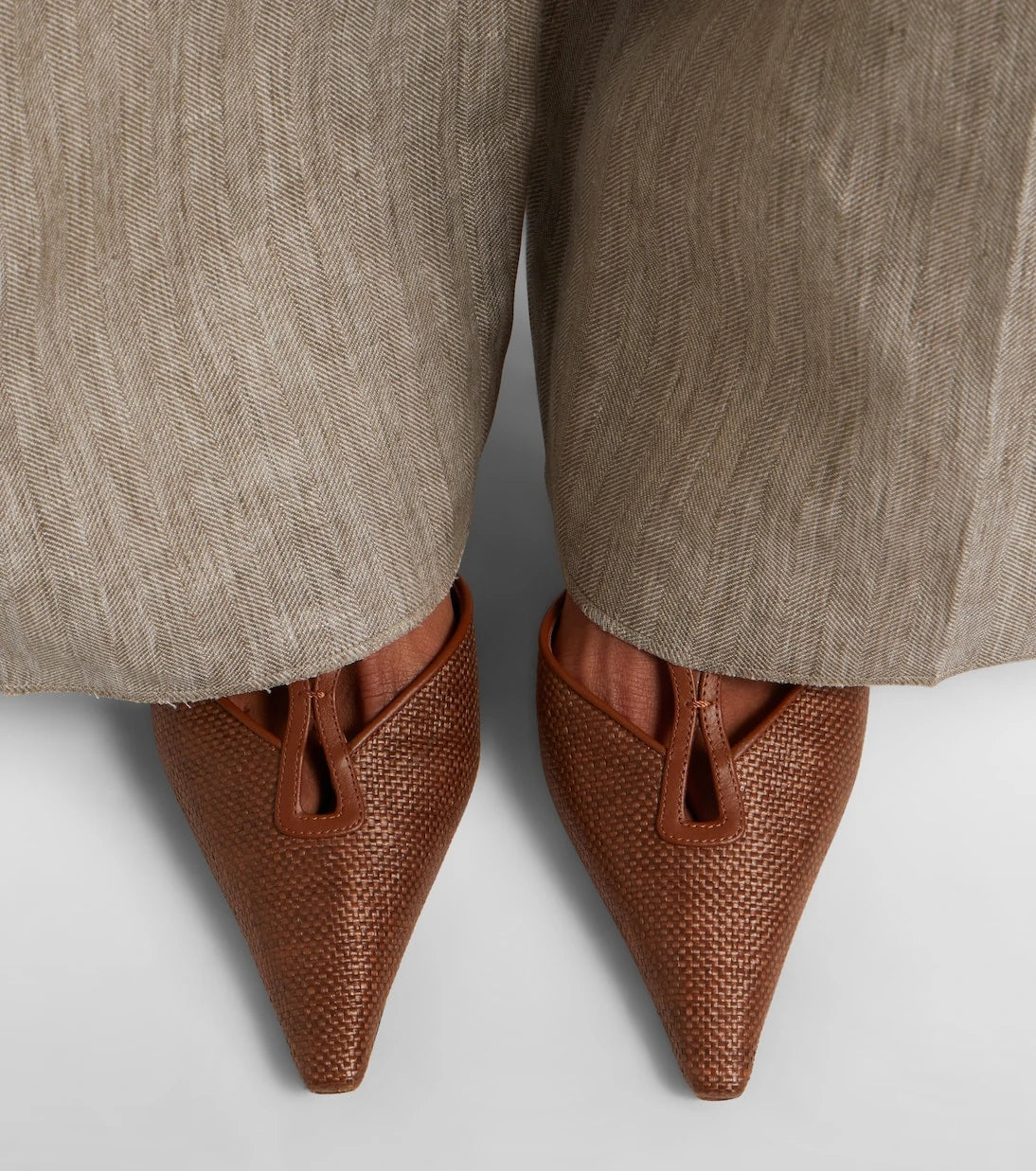 Max Mara - Leather-trimmed slingback pumps