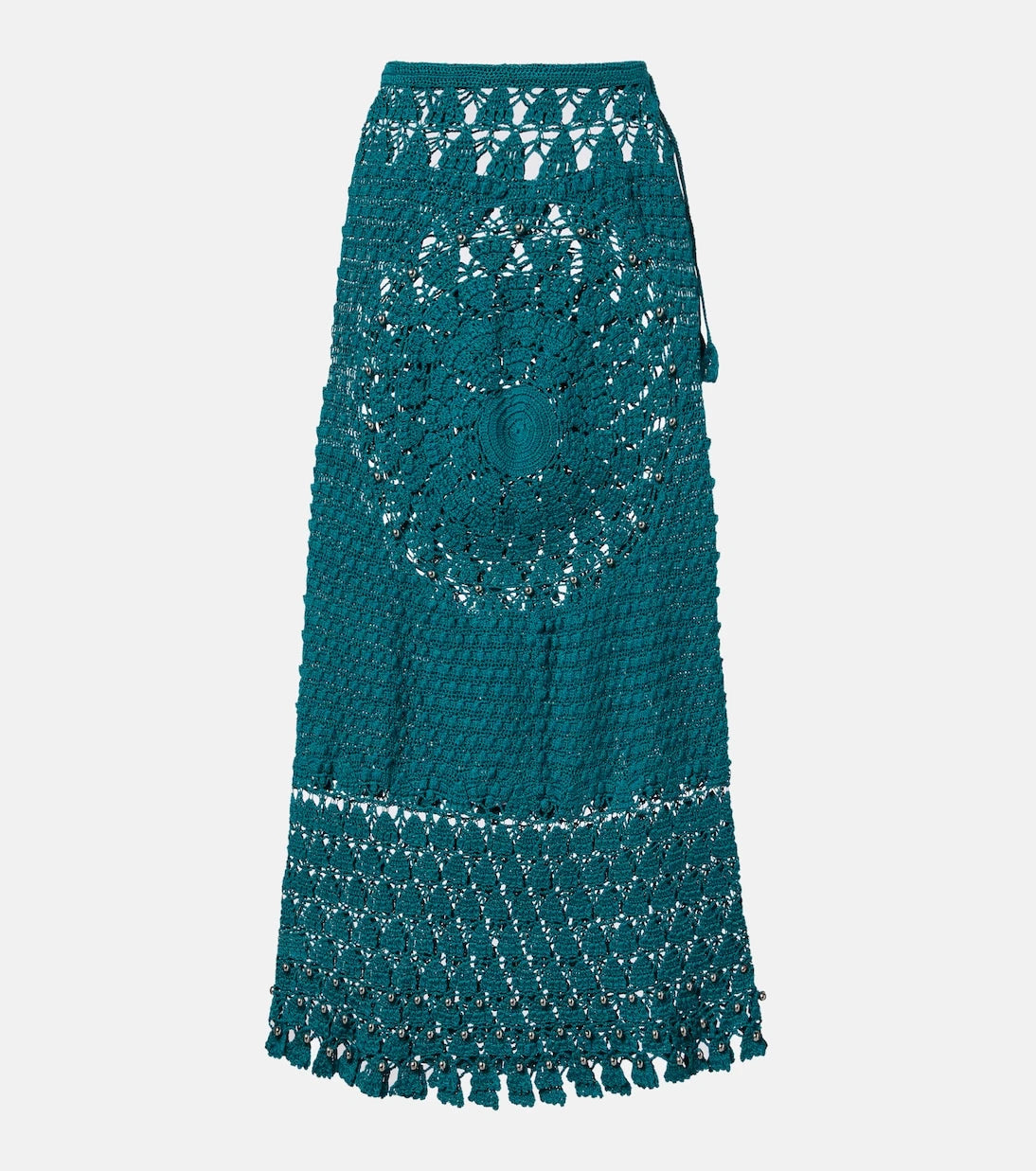 Rabanne - Embellished crochet cotton midi skirt