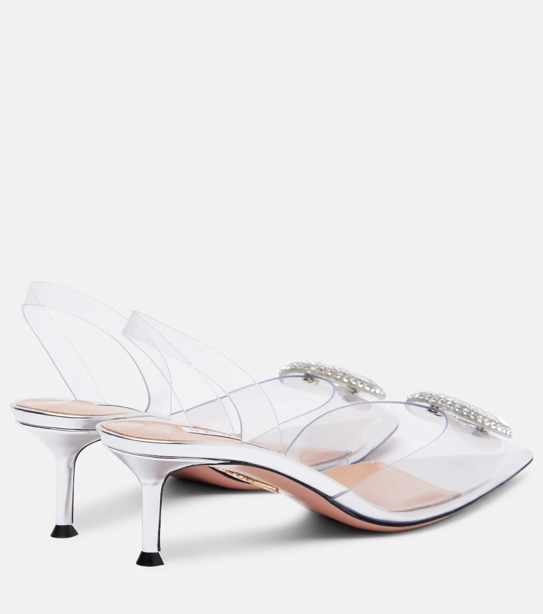 Aquazzura - Crystal Hoop 50 PVC slingback pumps