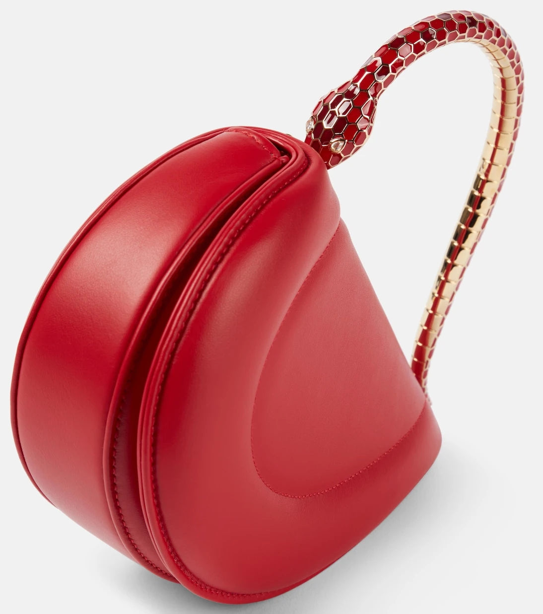 بلغاري - حقيبة Serpenti Cuore 1968 جلدية بمقبض علوي