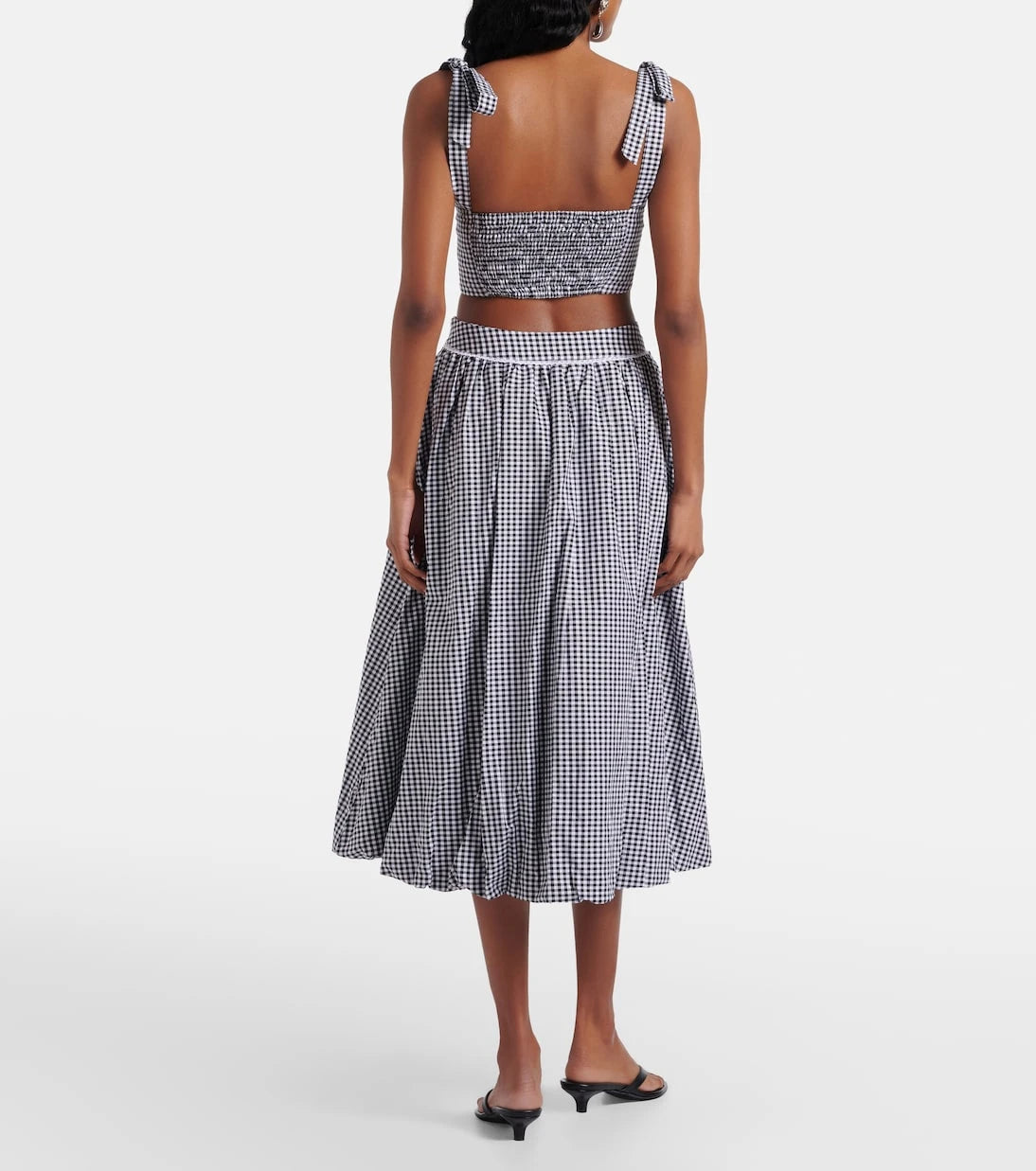 Bananhot - Alba gingham cotton poplin midi skirt